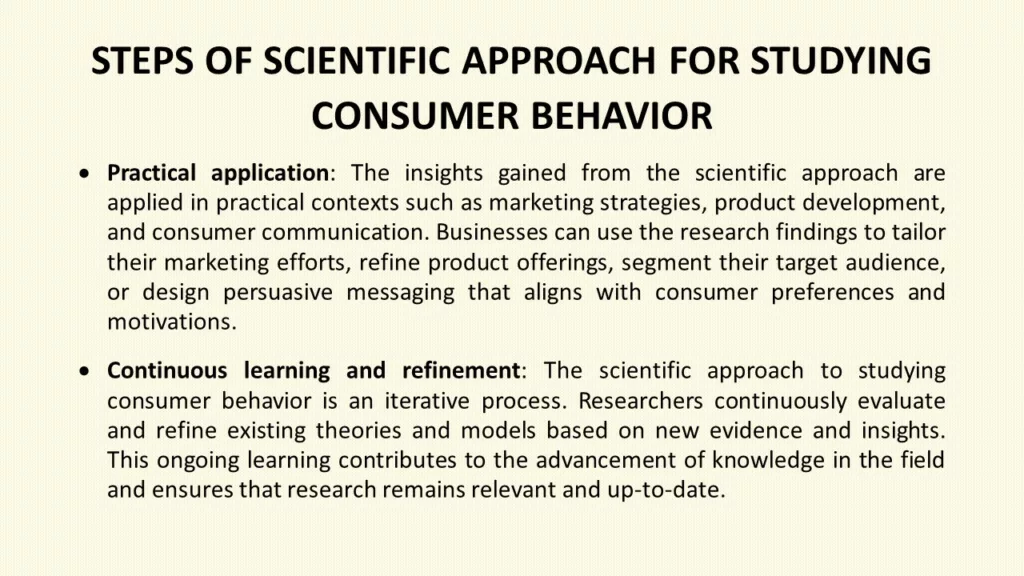 STEPS OF SCIENTIFIC APPROACH FOR STUDYING CONSUMER BEHAVIOR