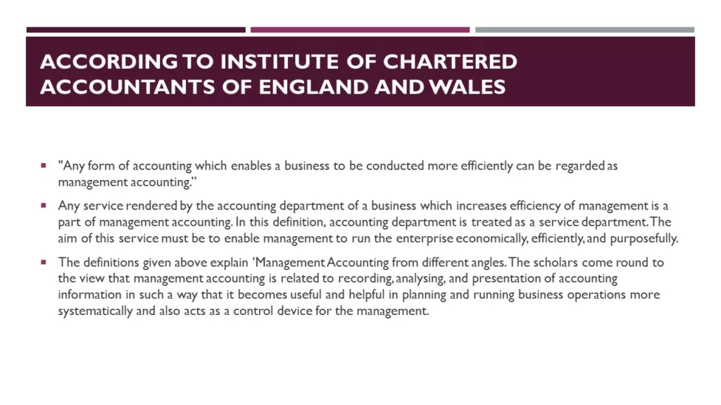 DEFINITION OF MANAGEMENT ACCOUNTING BY DIFFERENT AUTHORS