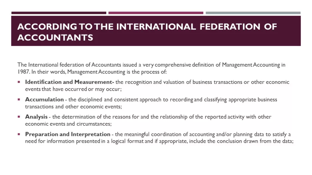 DEFINITION OF MANAGEMENT ACCOUNTING BY DIFFERENT AUTHORS