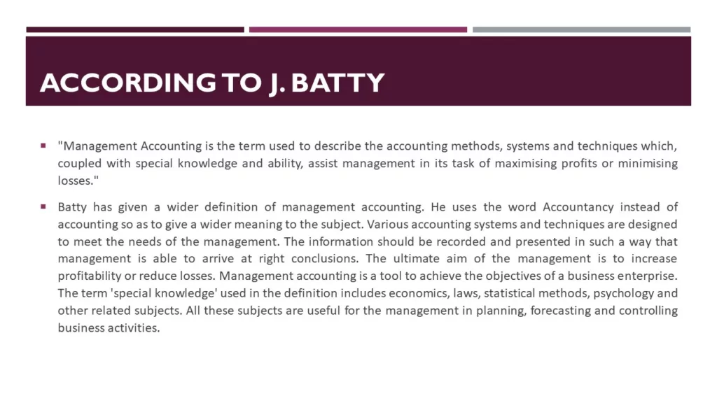 DEFINITION OF MANAGEMENT ACCOUNTING BY DIFFERENT AUTHORS