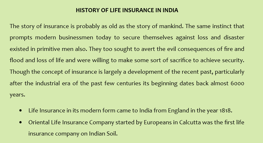 HISTORY OF LIFE INSURANCE IN INDIA