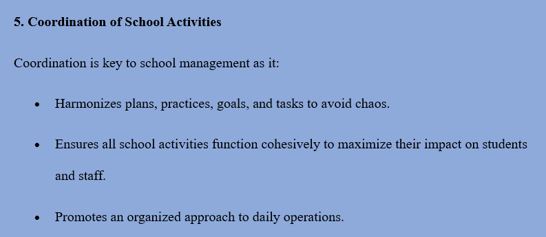 NEED AND IMPORTANCE OF SCHOOL ORGANIZATION AND MANAGEMENT