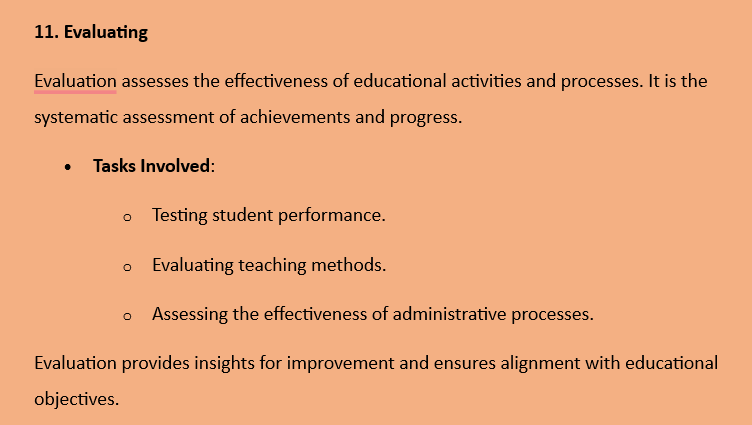 Functions of School Organization and Management