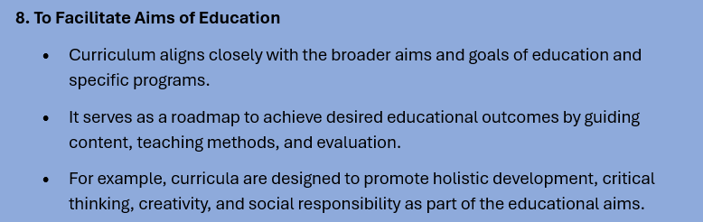 CURRICULUM OBJECTIVES