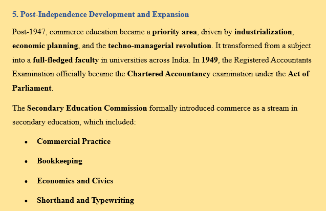 COMMERCE EDUCATION MILESTONES INDIA