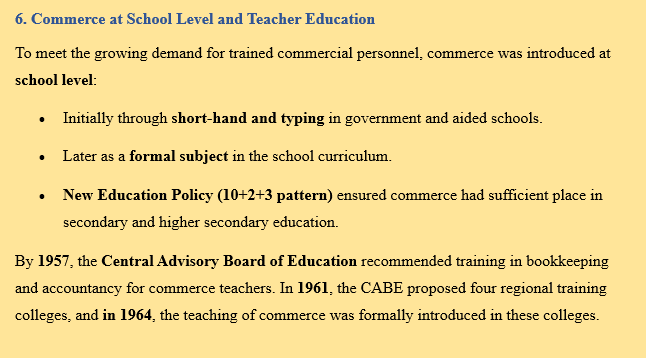 COMMERCE EDUCATION MILESTONES INDIA
