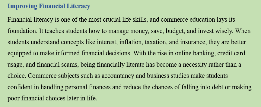 NEED OF TEACHING OF COMMERCE IN THE SCHOOL CURRICULUM FOR THE HOLISTIC DEVELOPMENT OF THE STUDENTS