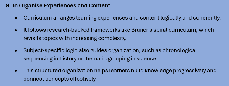 CURRICULUM OBJECTIVES