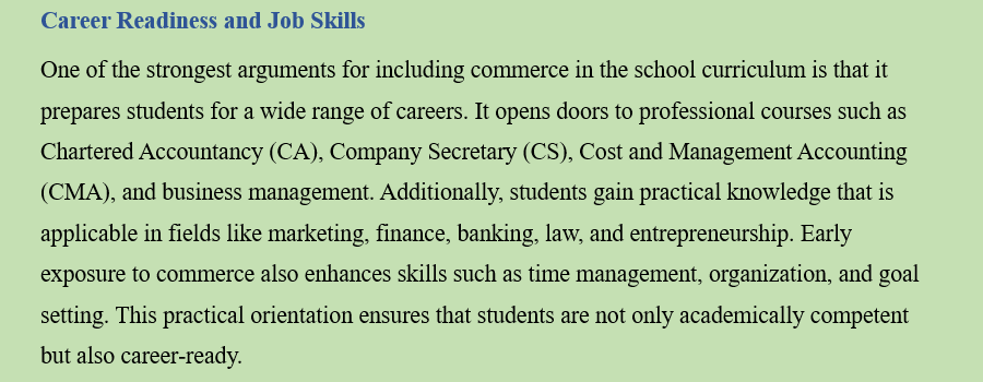 NEED OF TEACHING OF COMMERCE IN THE SCHOOL CURRICULUM FOR THE HOLISTIC DEVELOPMENT OF THE STUDENTS