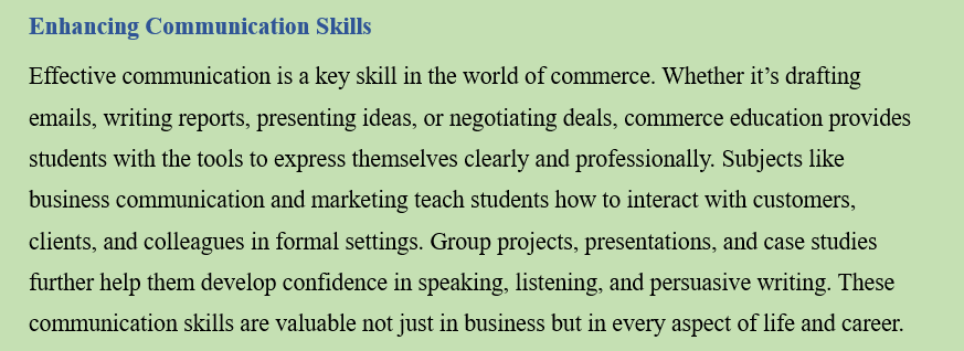 NEED OF TEACHING OF COMMERCE IN THE SCHOOL CURRICULUM FOR THE HOLISTIC DEVELOPMENT OF THE STUDENTS
