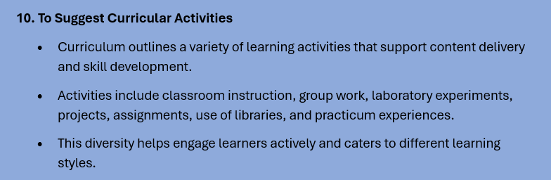 CURRICULUM OBJECTIVES