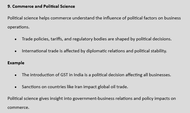 CORRELATION OF COMMERCE WITH OTHER SUBJECTS