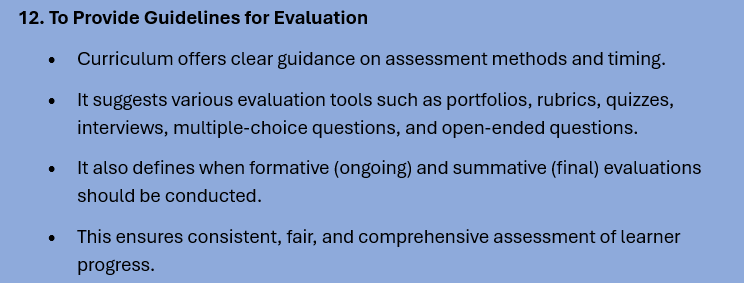 CURRICULUM OBJECTIVES