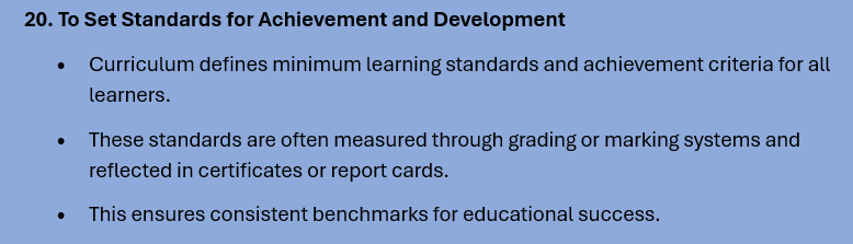 CURRICULUM OBJECTIVES