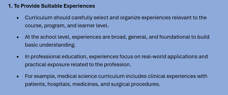 CURRICULUM OBJECTIVES
