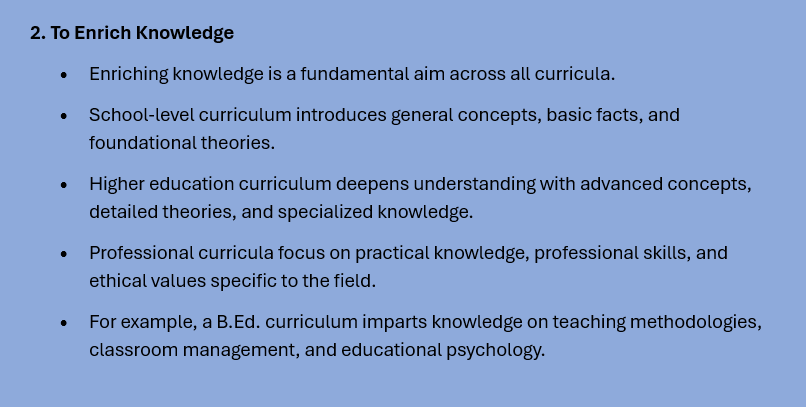 CURRICULUM OBJECTIVES
