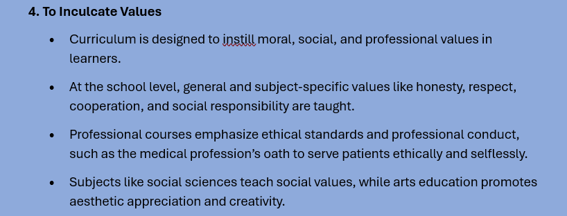 CURRICULUM OBJECTIVES