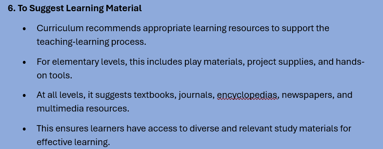 CURRICULUM OBJECTIVES