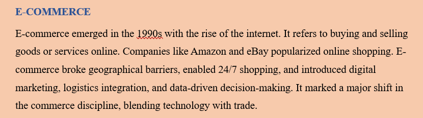 HISTORICAL BACKGROUND OF COMMERCE DISCIPLINE