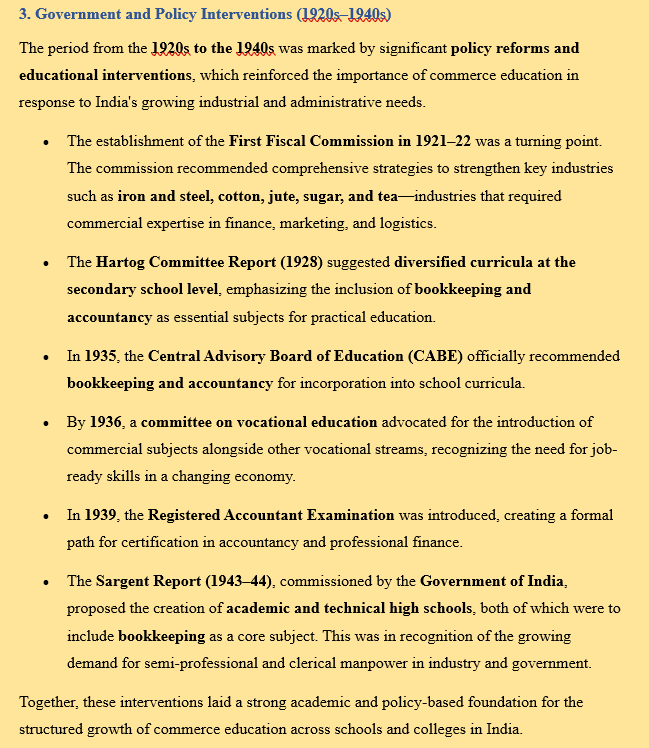 COMMERCE EDUCATION MILESTONES INDIA