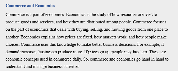 Correlation between Commerce and Social Studies