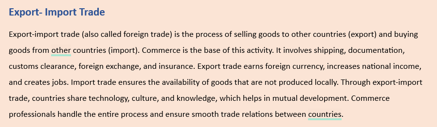 COMMERCE AND ECONOMICS