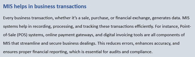 Relationship of Management Information System and Commerce