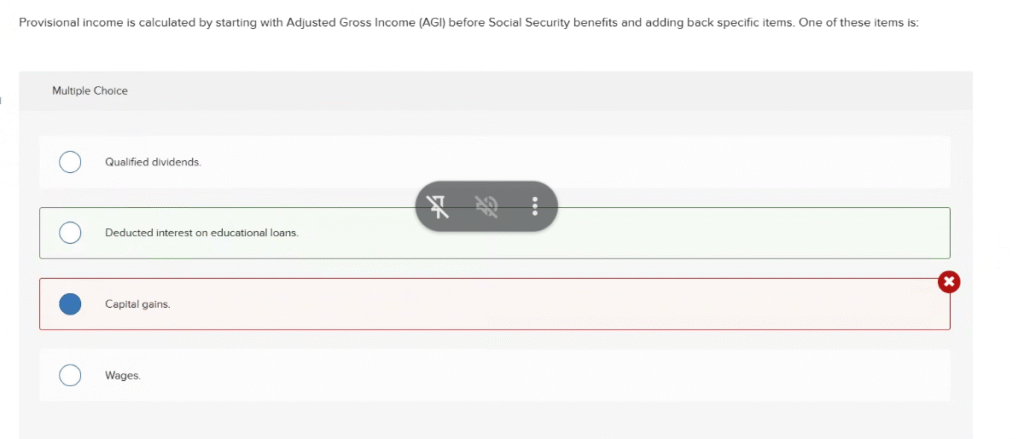 Provisional income is calculated by starting with Adjusted Gross Income (AGI) before Social Security benefits and adding back specific items. One of these items is: ACCT M50 PRINCIPLES OF INCOME TAXATION PRACTICE EXAM FREE SOLVED ANSWERS