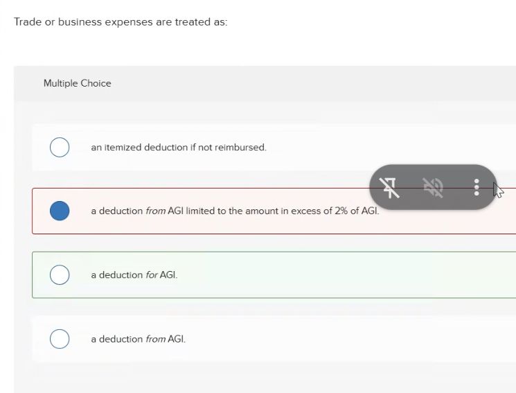 Trade or business expenses are treated as: ACCT M50 PRINCIPLES OF INCOME TAXATION PRACTICE EXAM FREE SOLVED ANSWERS