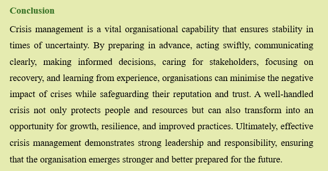 HOW TO HANDLE A CRISIS IN AN ORGANISATION - EFFECTIVE CRISIS MANAGEMENT