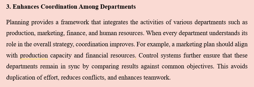 IMPORTANCE OF PLANNING AND CONTROL IN AN ORGANISATION
