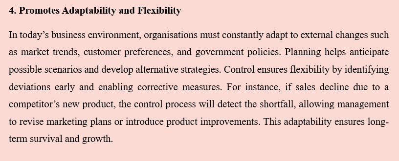 IMPORTANCE OF PLANNING AND CONTROL IN AN ORGANISATION