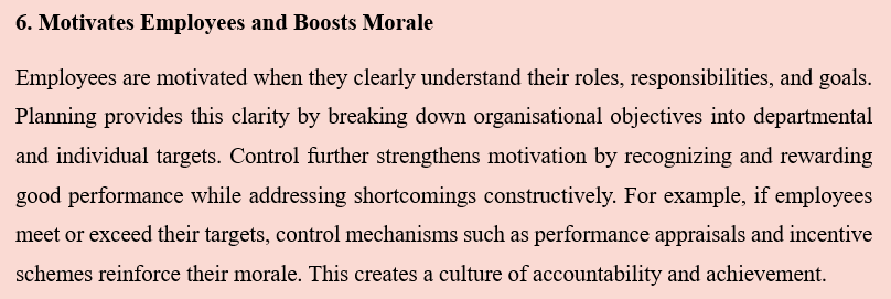 IMPORTANCE OF PLANNING AND CONTROL IN AN ORGANISATION